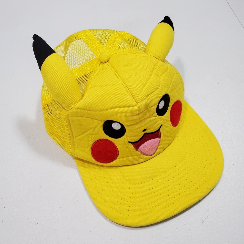 Pikachu Men Hat OS Yellow Pokemon Trucker‎ Snapback Embroidered Cap